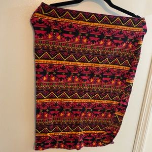 Red yellow and black pencil skirt.